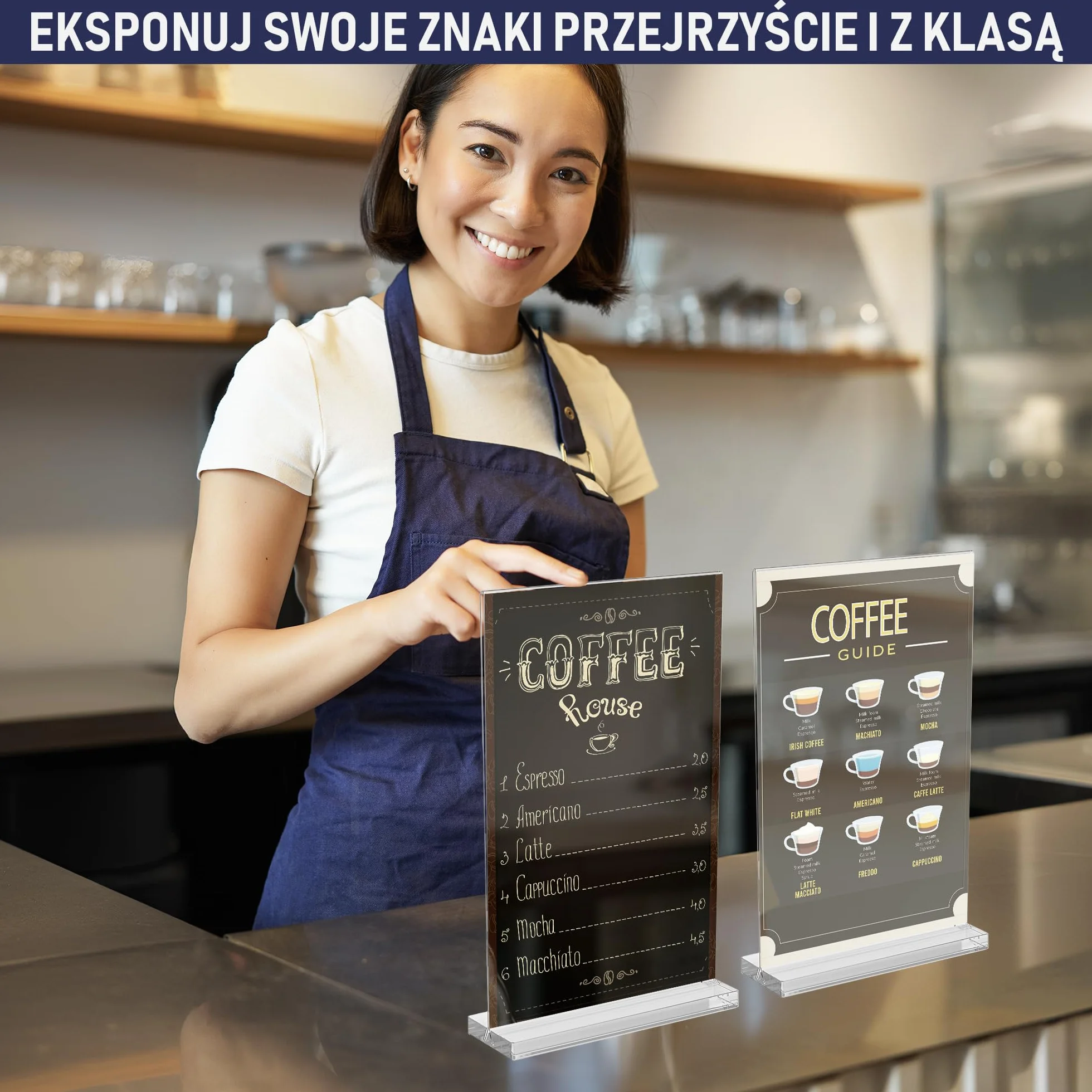 Stojak Akrylowy A5 Zestaw 6 Szt. Dwustronna Ramka Polerowane Krawędzie