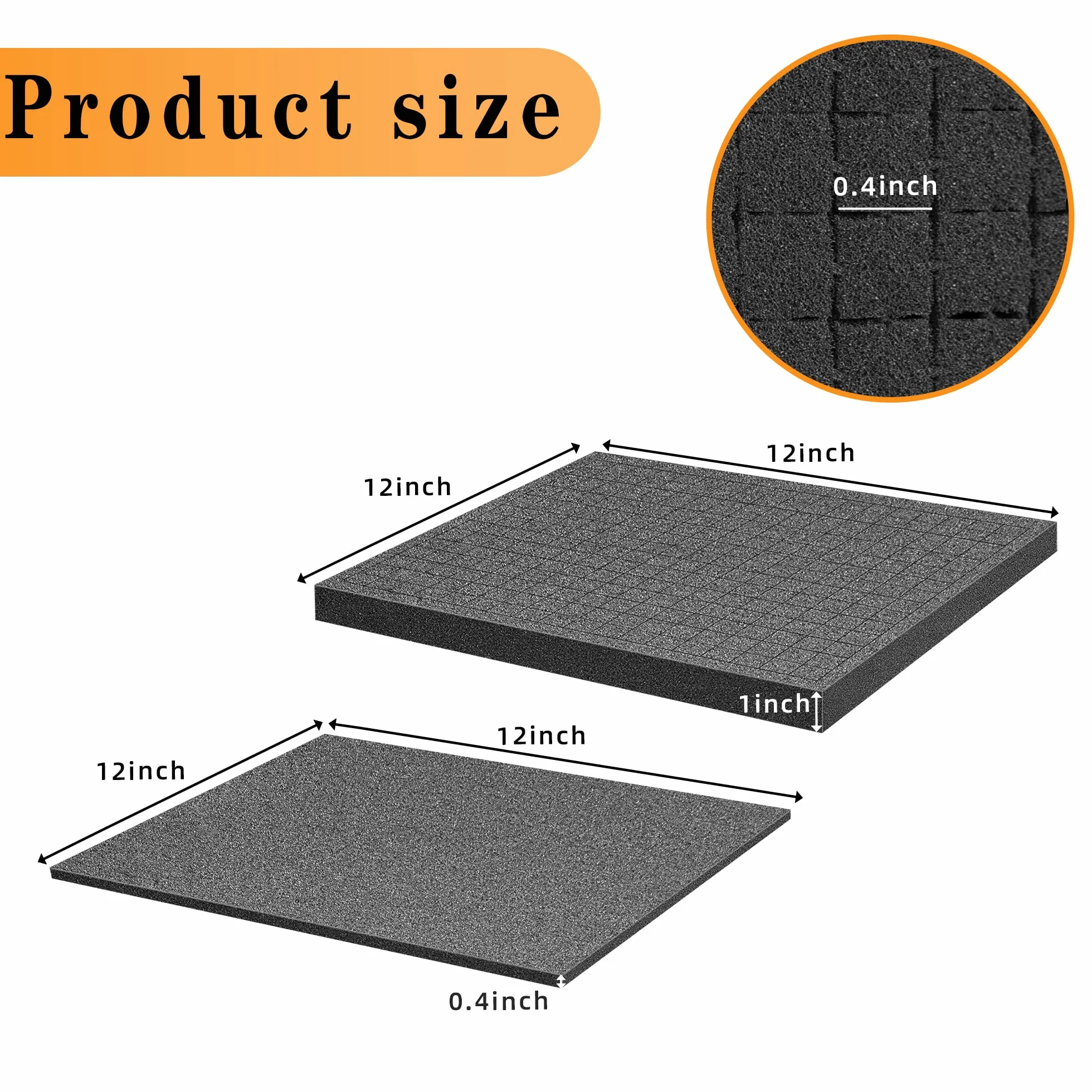 Pianka rastrowa w kostce – 4 sztuki 300 x 300 x 2,5 mm/4 sztuki 300 x 300 x 10 mm — walizka narzędziowa walizka na aparat piankowa — wkładka do walizki, miniatury – narzędzie piankowe