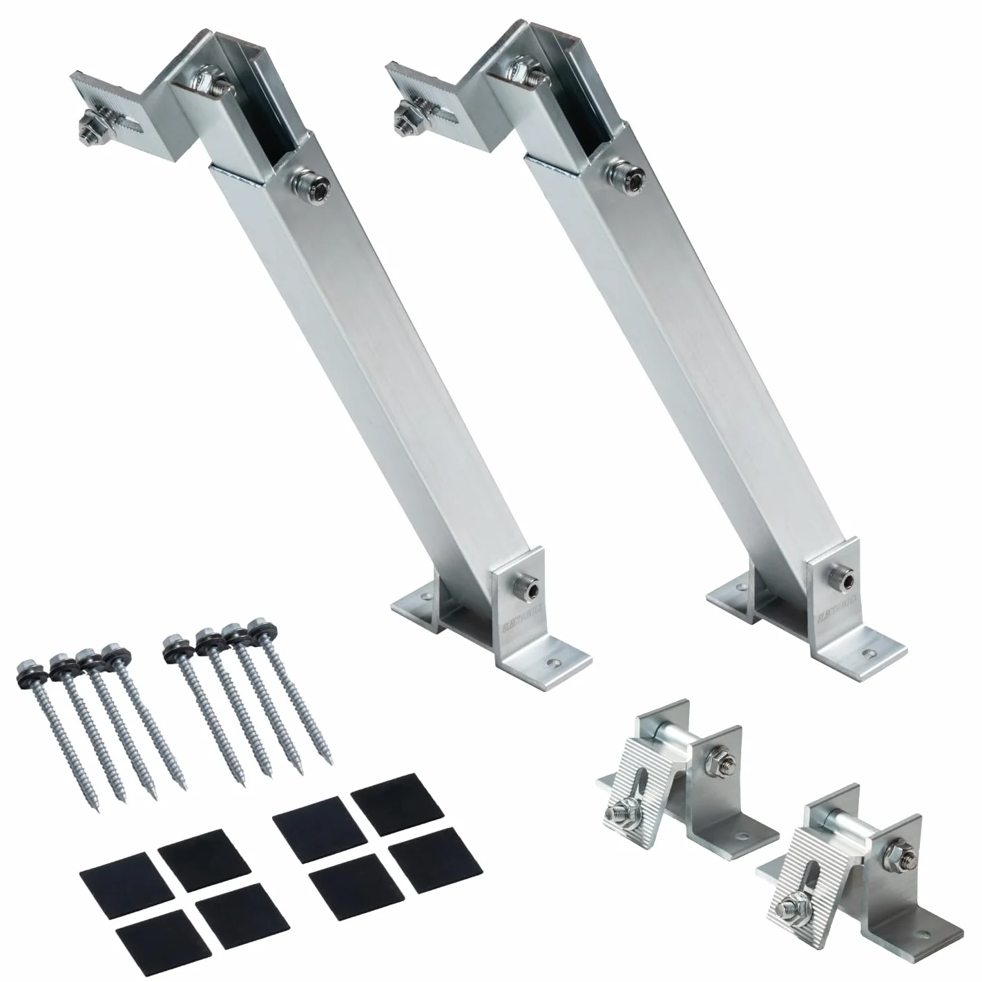 Uchwyt do modułu solarnego do płaskiego dachu, dachu, ściany, łodzi, przyczepy kempingowej, kątowego aluminiowego wspornika do PV, modułu solarnego (aluminiowo-srebrny, 1 zestaw 15°-30°)