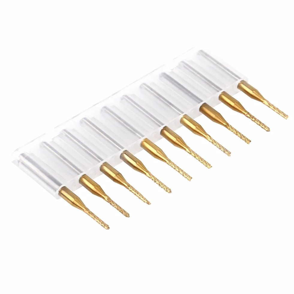Frez trzpieniowy 1/8" z twardego metalu, 10 sztuk, 1,5 mm, frezy do grawerowania, frezy powlekane wolframem, narzędzie tokarskie do formowania PCB, włókna węglowego, cięcia twardego drewna