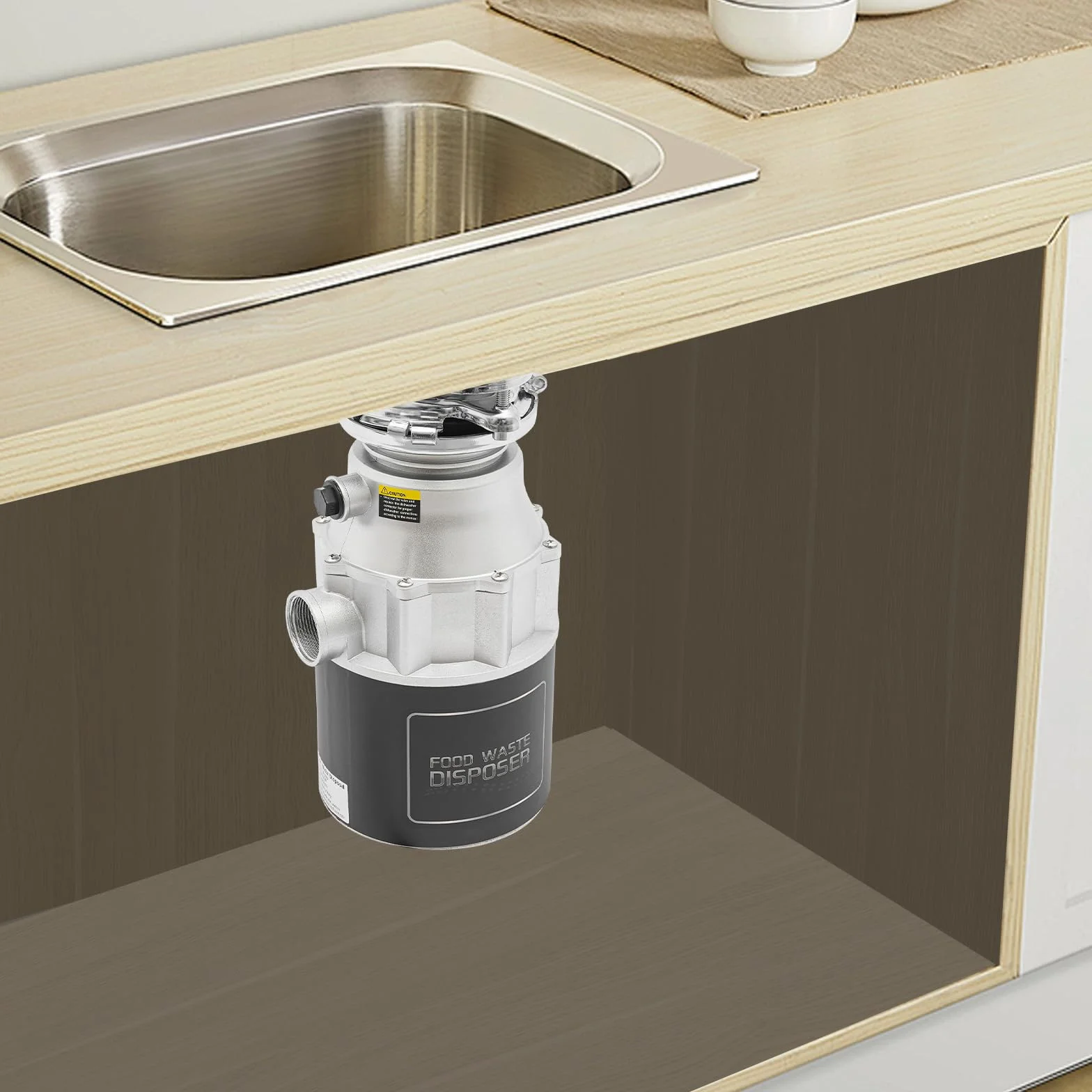 MINRS Rozdrabniacz do odpadów kuchennych, 560 W, z włącznikiem powietrza, 3600 obr./min, 1,15 l, odpady żywnościowe, młynek do zlewu, rozdrabniacz odpadów