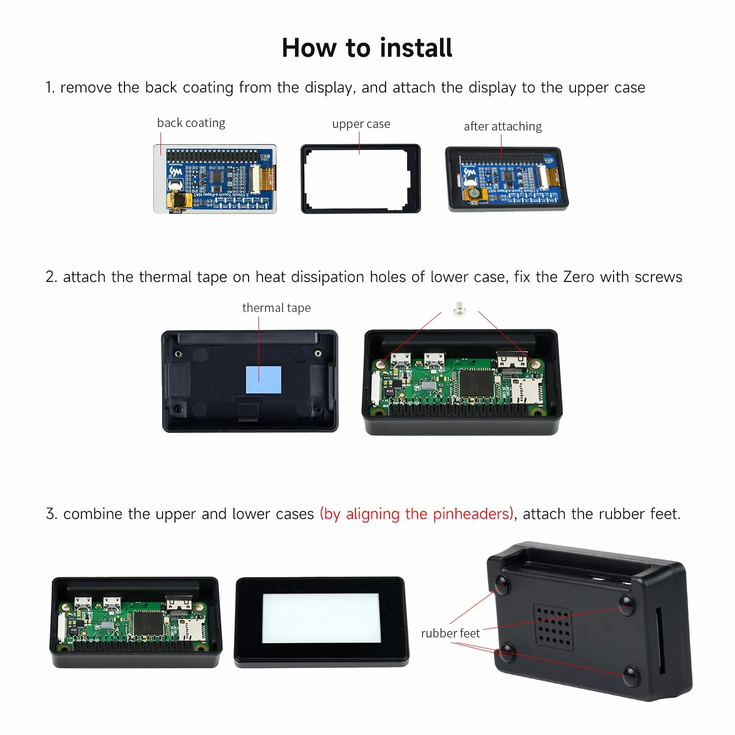 Waveshare 2.13inch Touch E-Paper E-Ink Display for Raspberry Pi Zero 250×122 Pixels Supports Partial Refresh with ABS Protection Case