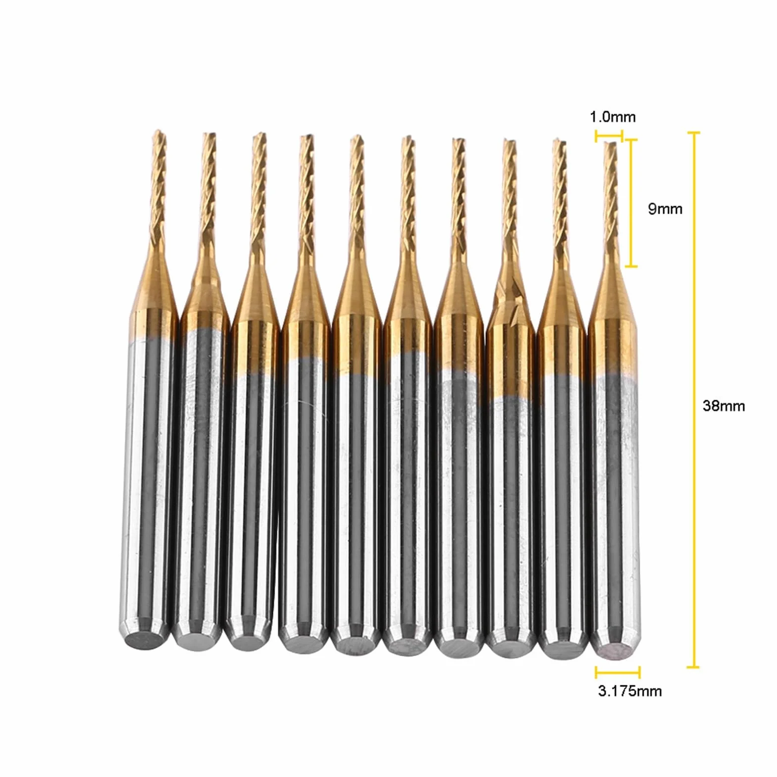 10 stücke Hartmetall Schaftfräser Coat Fräser Gravur Bits Rotary Grate Set 3,175mm x 1mm
