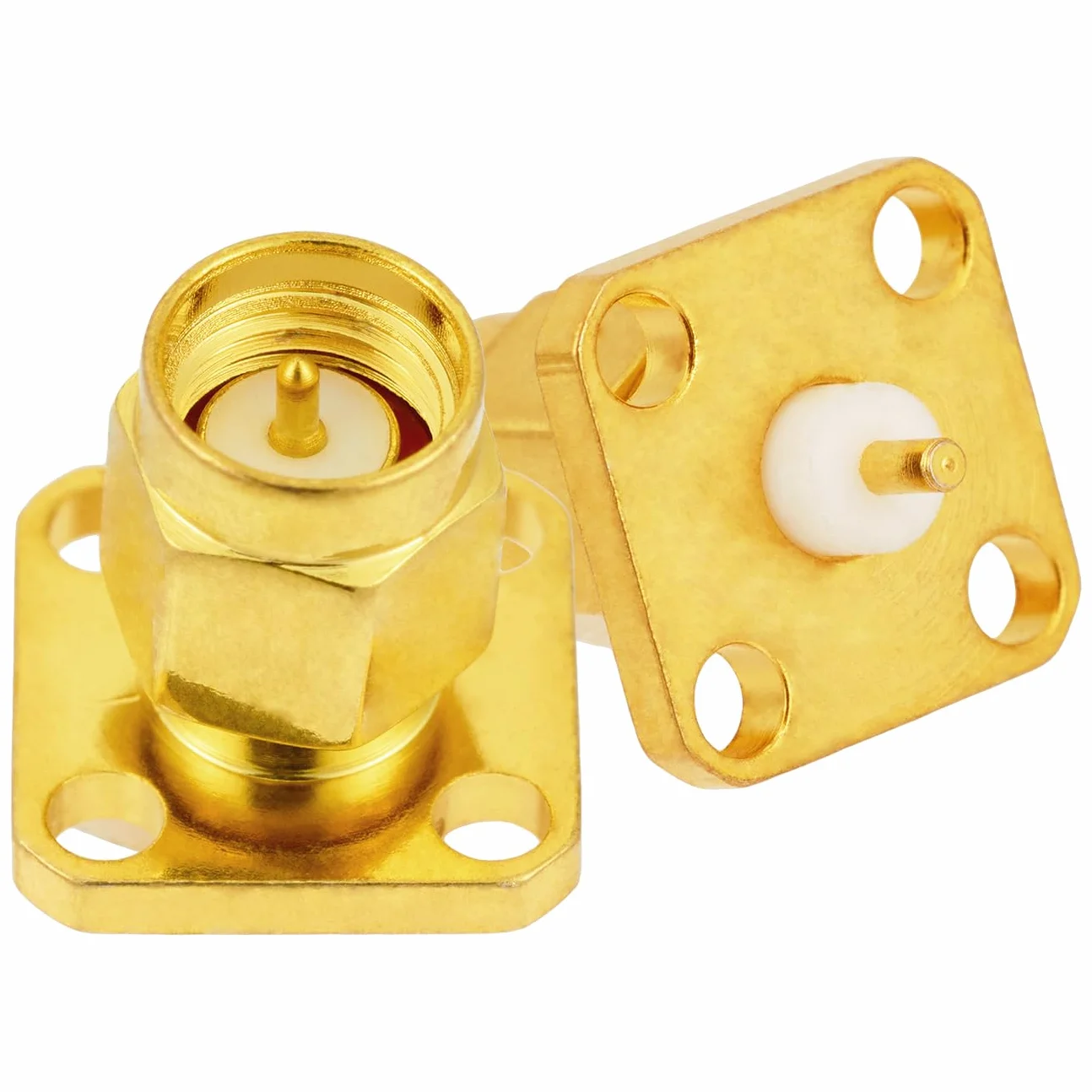 Vecys 2 Stuks SMA Męski Panel Podwozia RF Adapter Koncentryczny 50 Ohm SMA Męski 4 Otworowa Złącze do Montażu Panelowego do Anteny Radiowej Kabel Koncentryczny