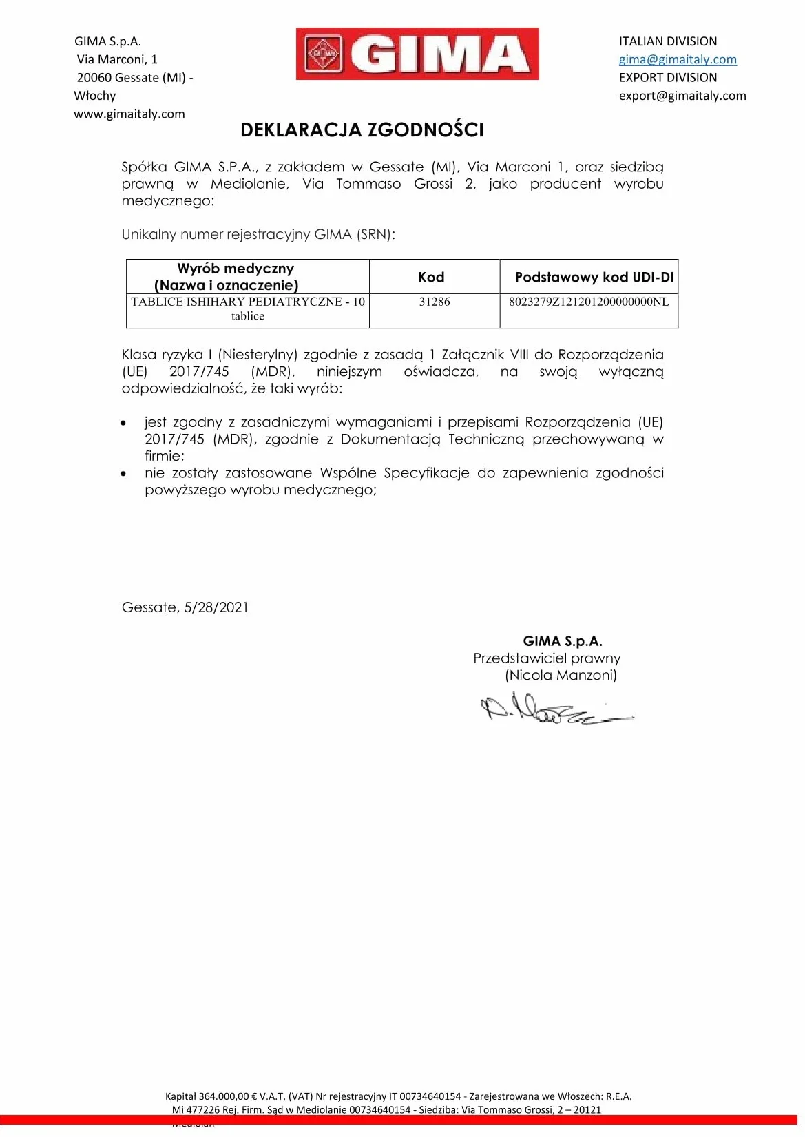 Gima Pediatryczny Test chromatyczny 10 szt