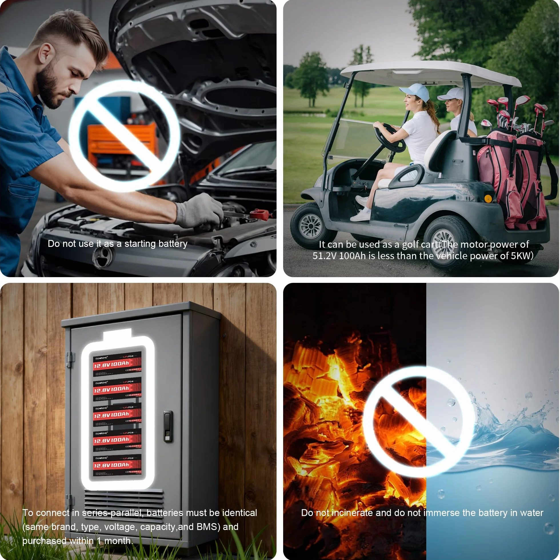 Bateria Litowa LiFePO4 48V 100Ah 200A BMS do Wózka Golfowego Off-Grid