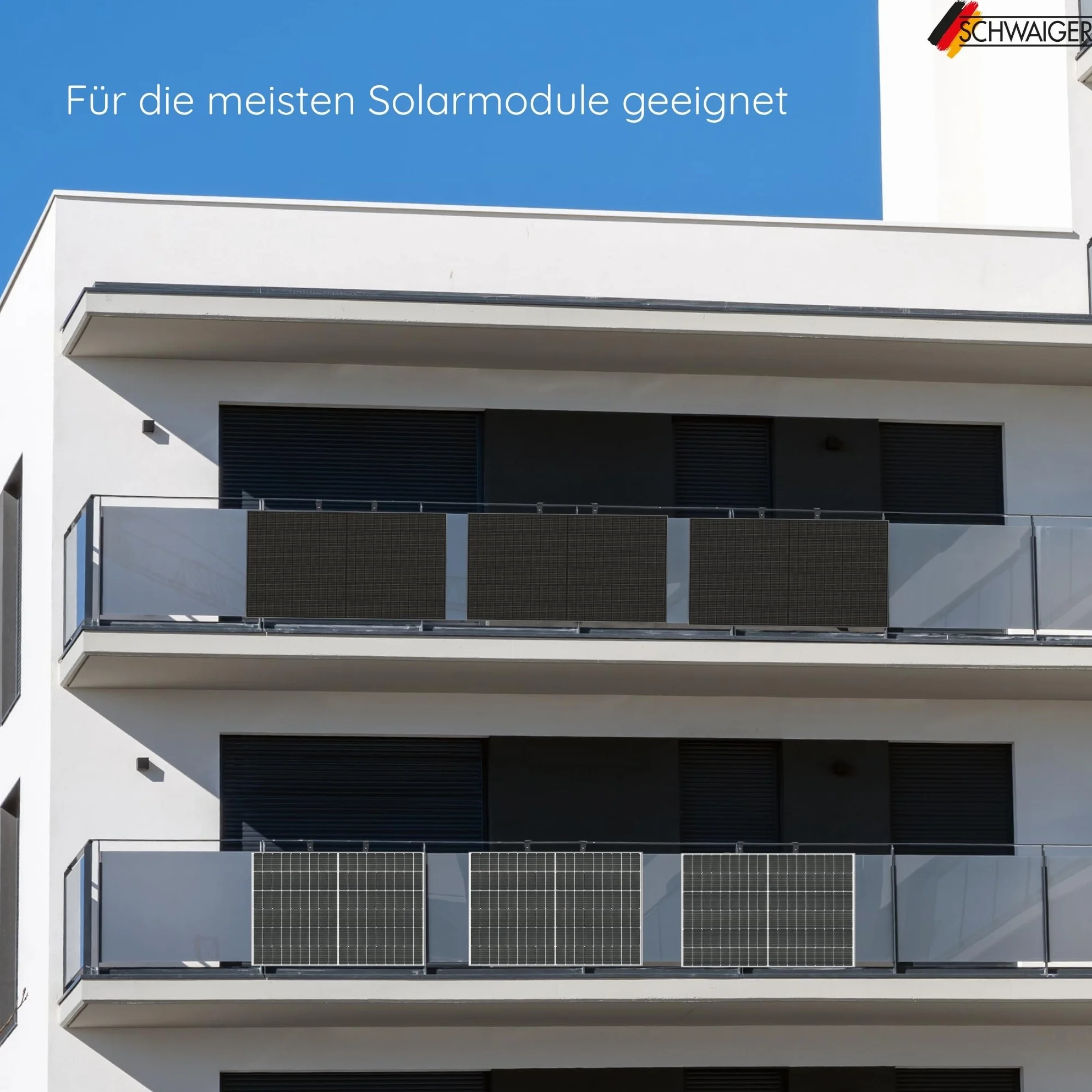 SCHWAIGER SOGM0100 uchwyt do modułu solarnego, zestaw 4 szt., uchwyt na balustradę na panel słoneczny, montaż na balkonie, montaż na balustradzie, montaż na balkonie, instalacja solarna, montaż dwóch