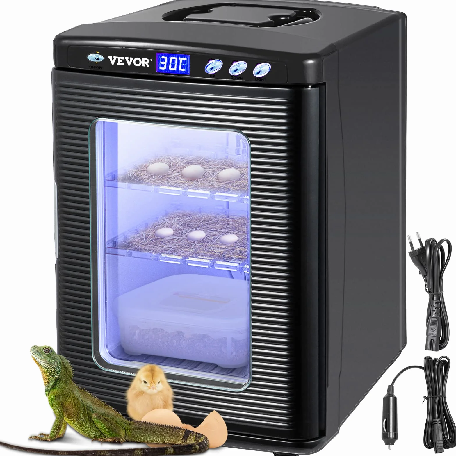VEVOR Inkubator do jaj gadów 25L 5-60°C LED 220V czarny