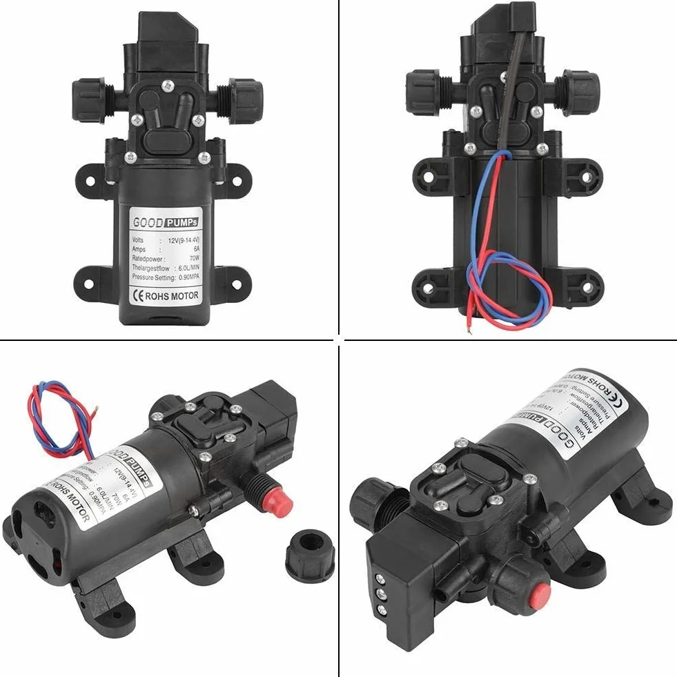 Pompa Membranowa 12V 0,9MPa 6L/min 70W Samozasysająca Wodna