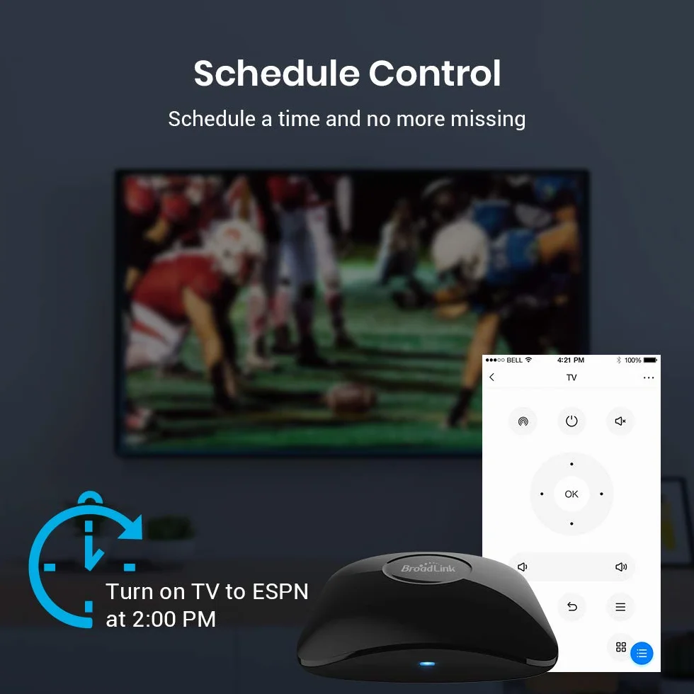Broadlink RM4 pro inteligentny koncentrator zdalnego sterowania IR/RF z kablem czujnika, WiFi IR/RF Blaster do inteligentnej automatyki domowej, telewizora, kurtyny, pilota zdalnego sterowania
