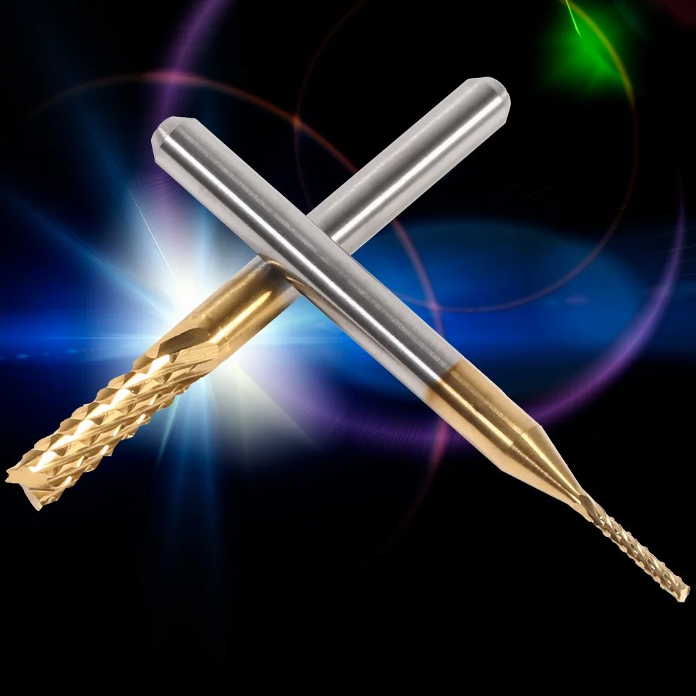 Frez trzpieniowy z węglika spiekanego, 10-częściowy frez trzpieniowy powlekany tytanem, narzędzia frezujące CNC z twardego metalu – 1,0 – 3,0 mm