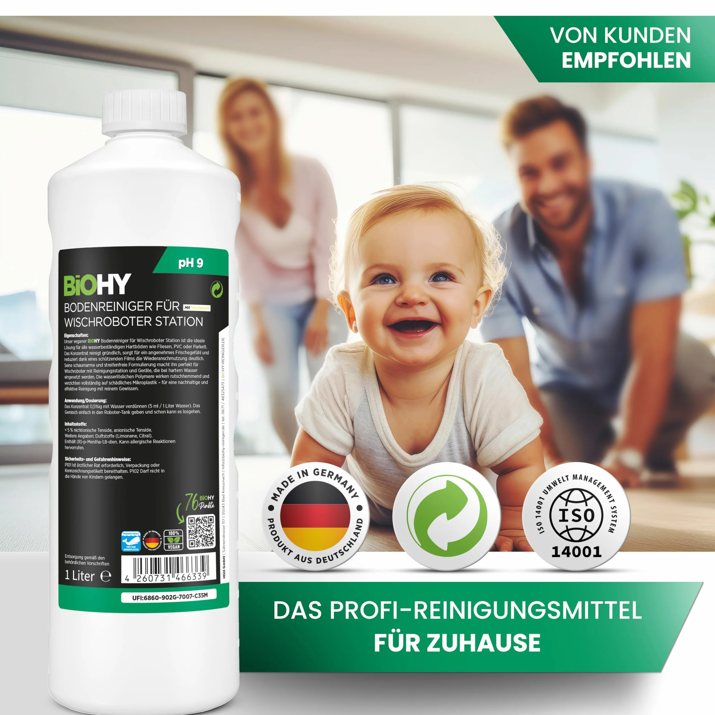 BiOHY Płyn do mycia podłóg do robota sprzątającego 3 x 1 litr koncentrat