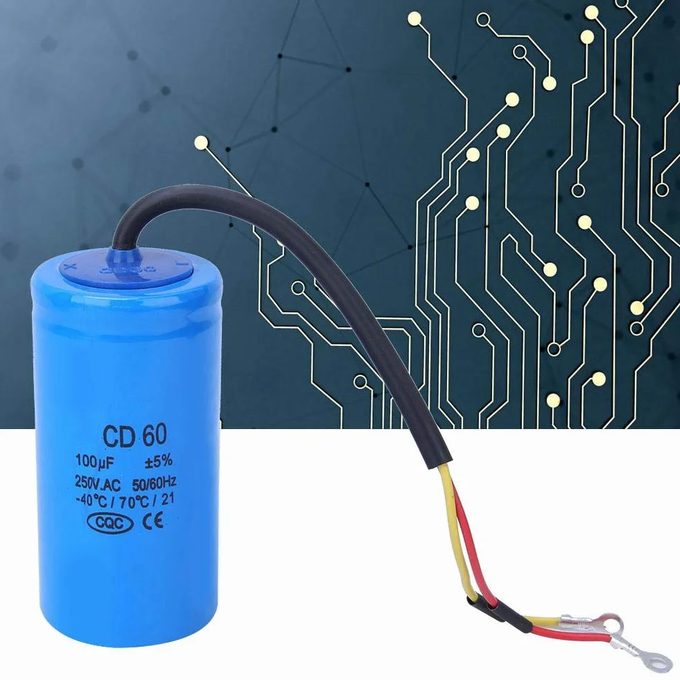 Kondensator silnika 250 V 100 uf elektroniczny element CD60 Przeciwwybuchowy kondensator do lodówek, klimatyzatorów i generatorów