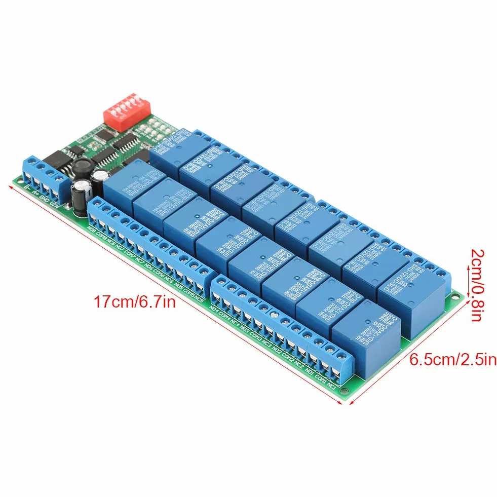 R421B16 DC 12V 16 kanałów RS485 przekaźnik moduł płytka kontrolera PLC złącze szeregowe przełącznik