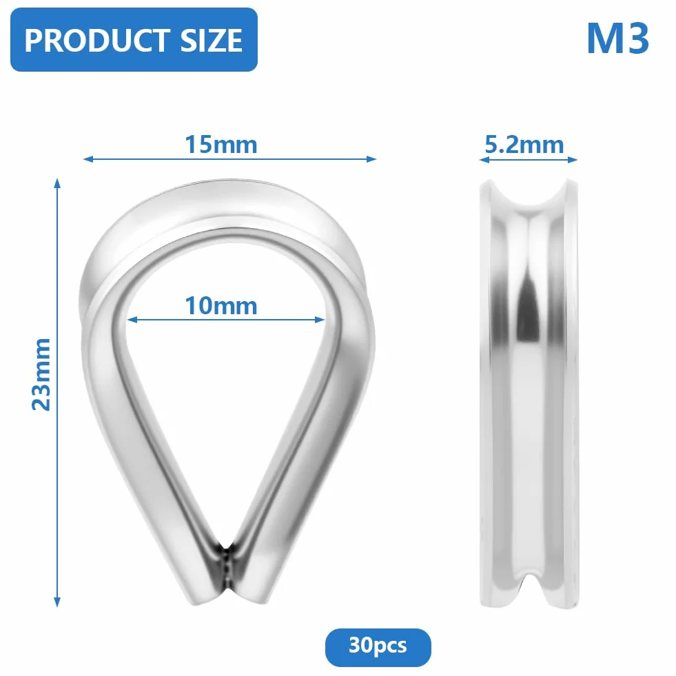 Flintronic M3 linka druciana 3 mm 304 stal nierdzewna kausza 30 szt.
