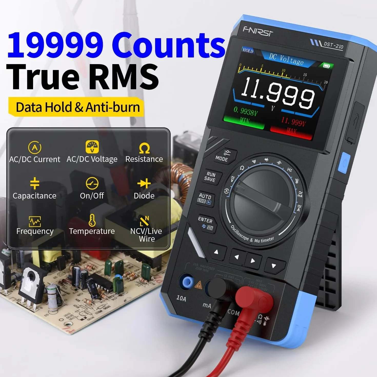 FNIRSI DST-210 ręczny oscyloskop cyfrowy 3 w 1 z generatorem sygnału