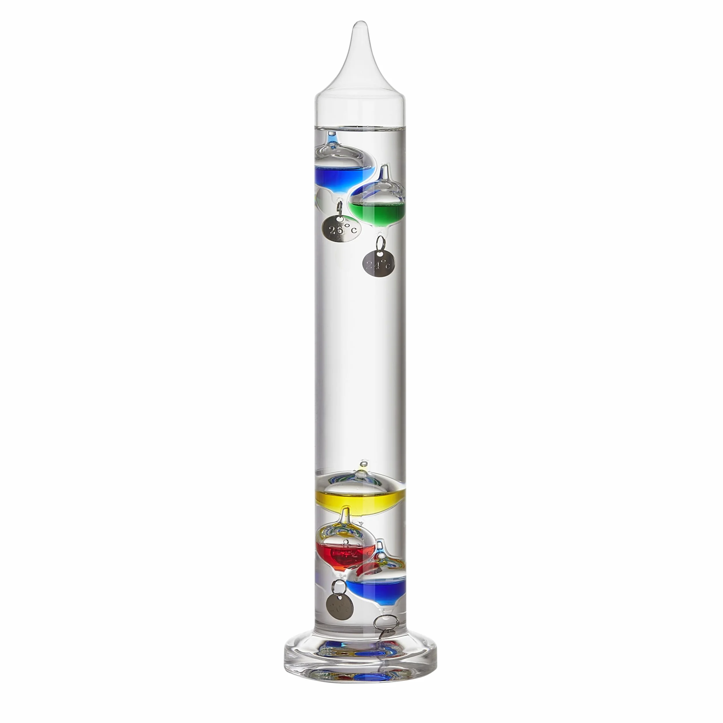 TFA Dostmann Analogowy termometr szklany Galileo Galilei, 18.1016, termometr do cieczy, 33 cm, pomiar temperatury wewnętrznej, łatwy odczyt, srebrne oznaczenia temperatury, obiekt dekoracyjny, 18 do