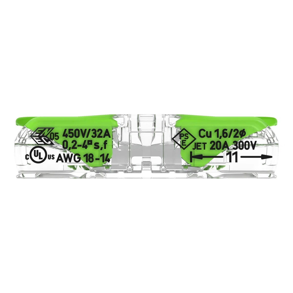 WAGO Green Range 2-przewodowe złącze przelotowe z dźwignią 221-2431 | przekrój znamionowy: 4 mm², z dźwignią, odpowiednie do wszystkich rodzajów przewodów, 60 sztuk