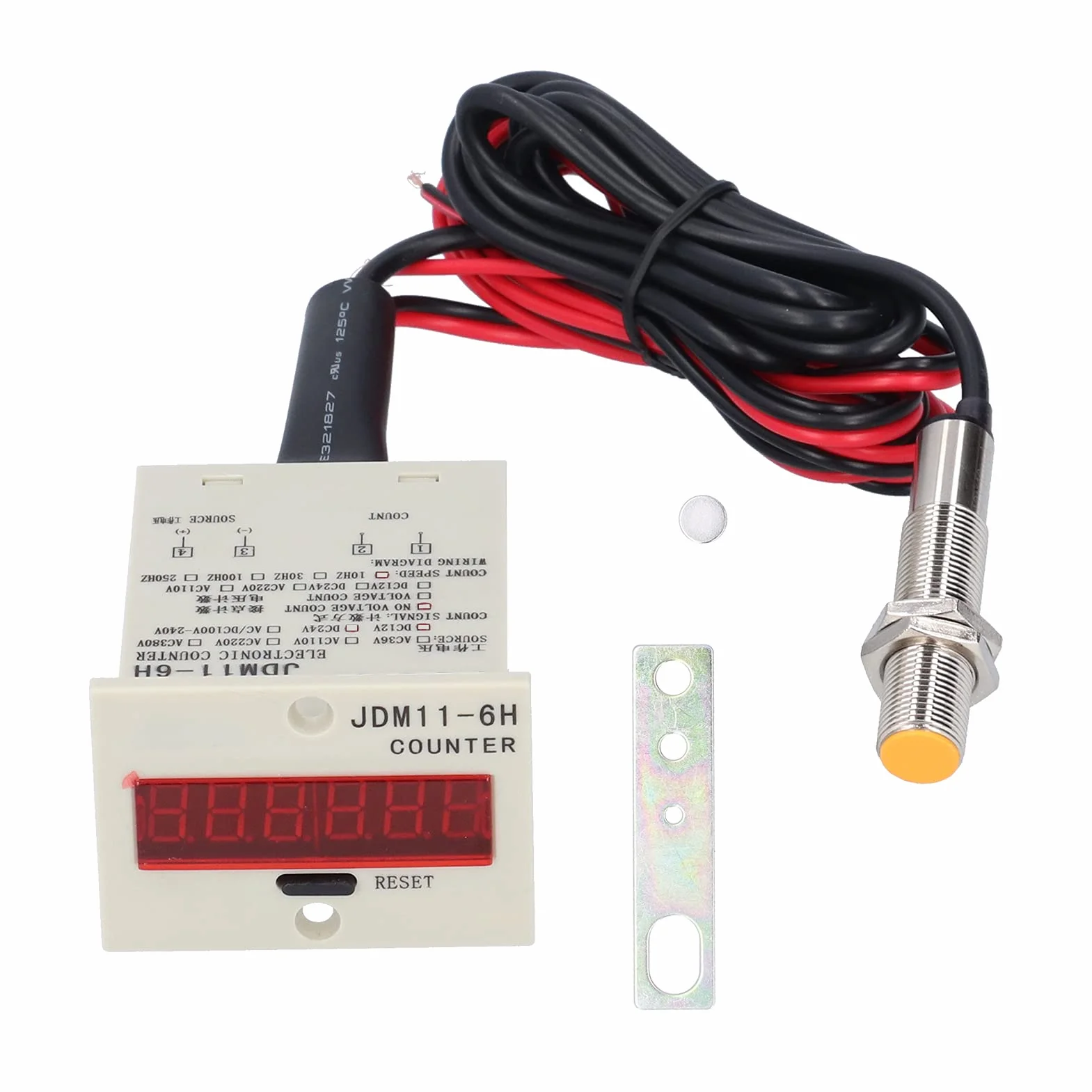 Cyfrowy licznik wyświetlacza, kontakt poziomu czujnika Magnetyczny metalowy obiekt Ciągła praca Przemysłowy panel zliczający Reset JDM11-6H(DC12-24V)