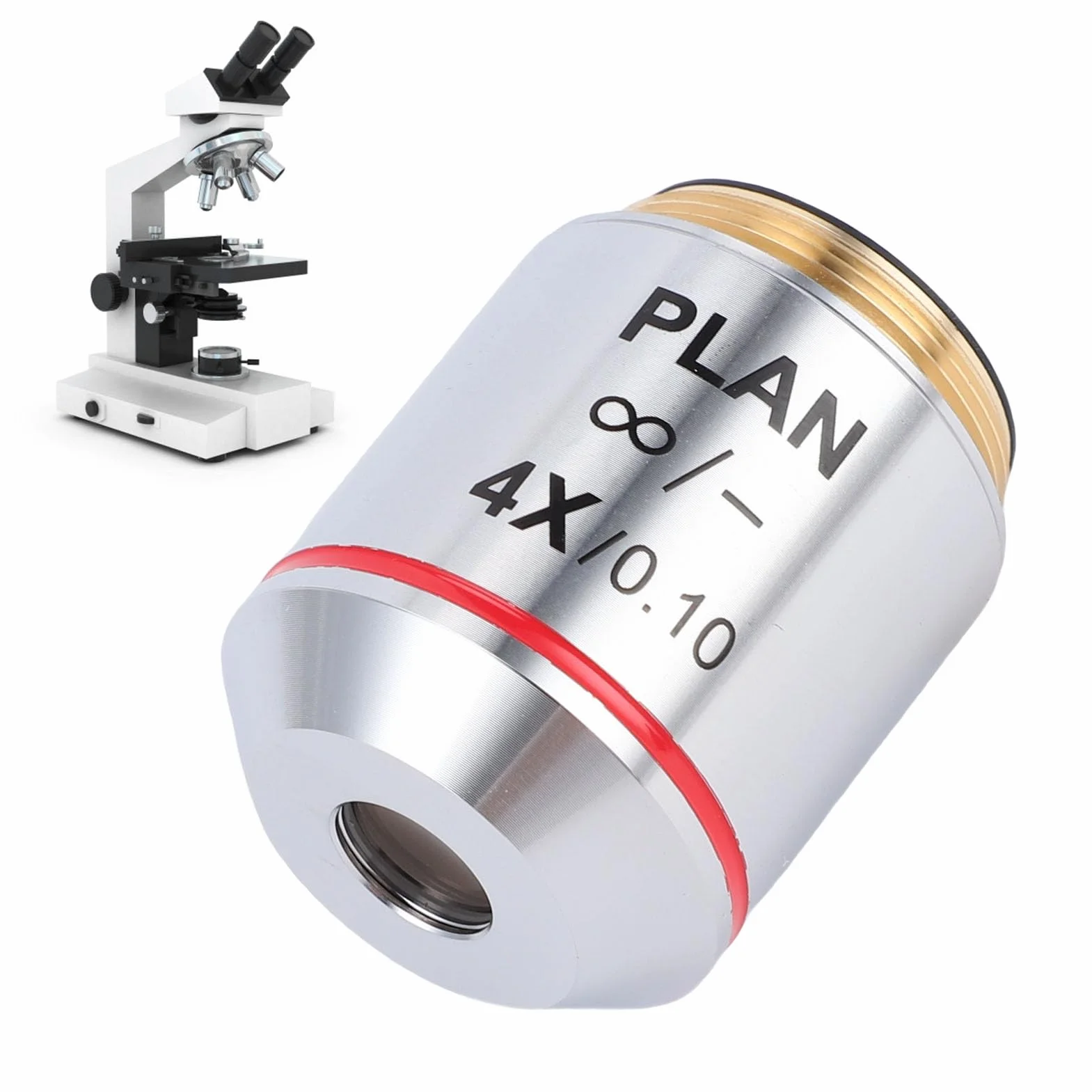Cryfokt Biologiczna Soczewka Mikroskopu 4X Nieskończona odległość Stop Aluminium