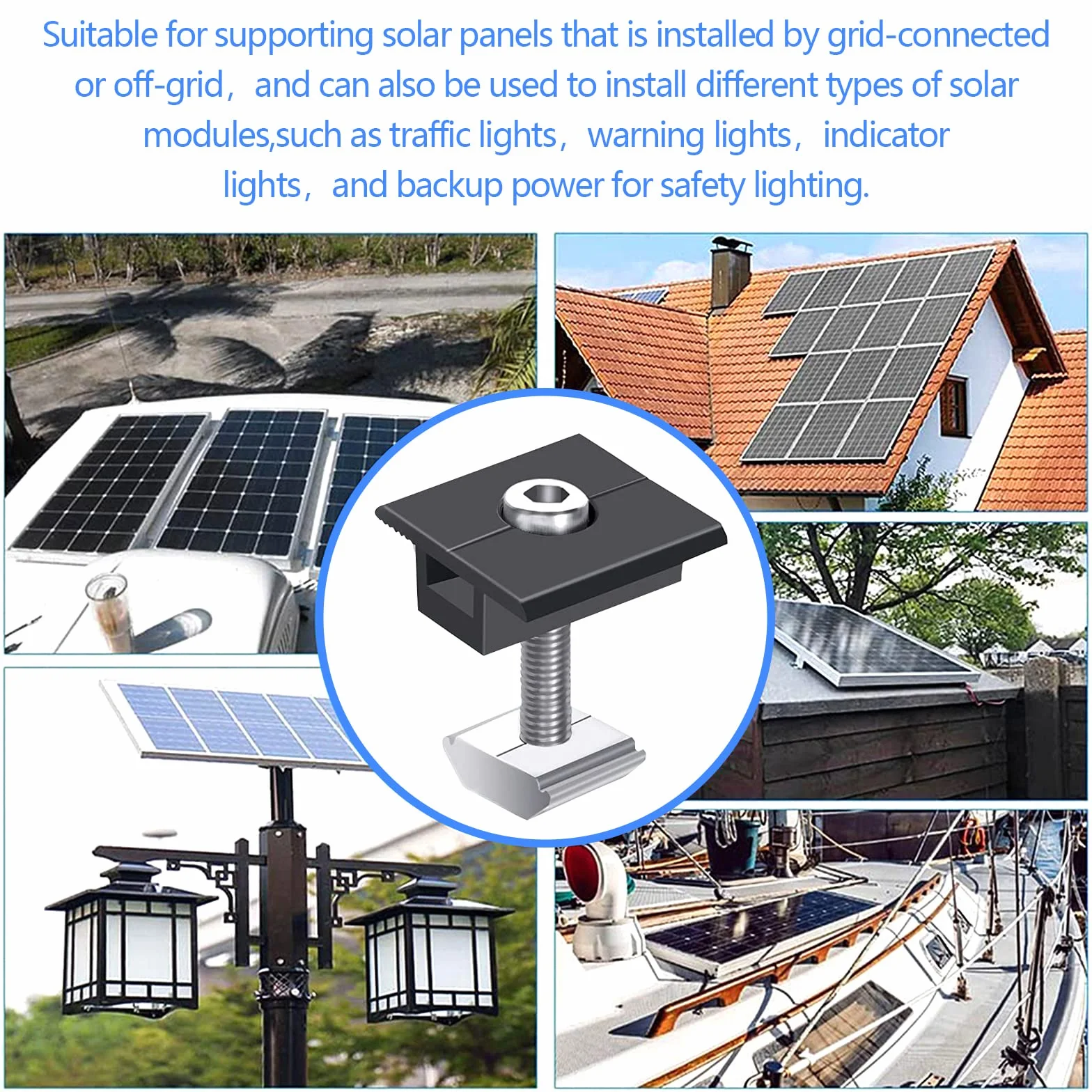 4 sztuki wsporników na moduł solarny 30 mm stop aluminium uchwyt do paneli słonecznych mocowanie do modułów PV uchwyt zacisk środkowy uchwyt zacisk środkowy 30 mm czarny do paneli w ramie