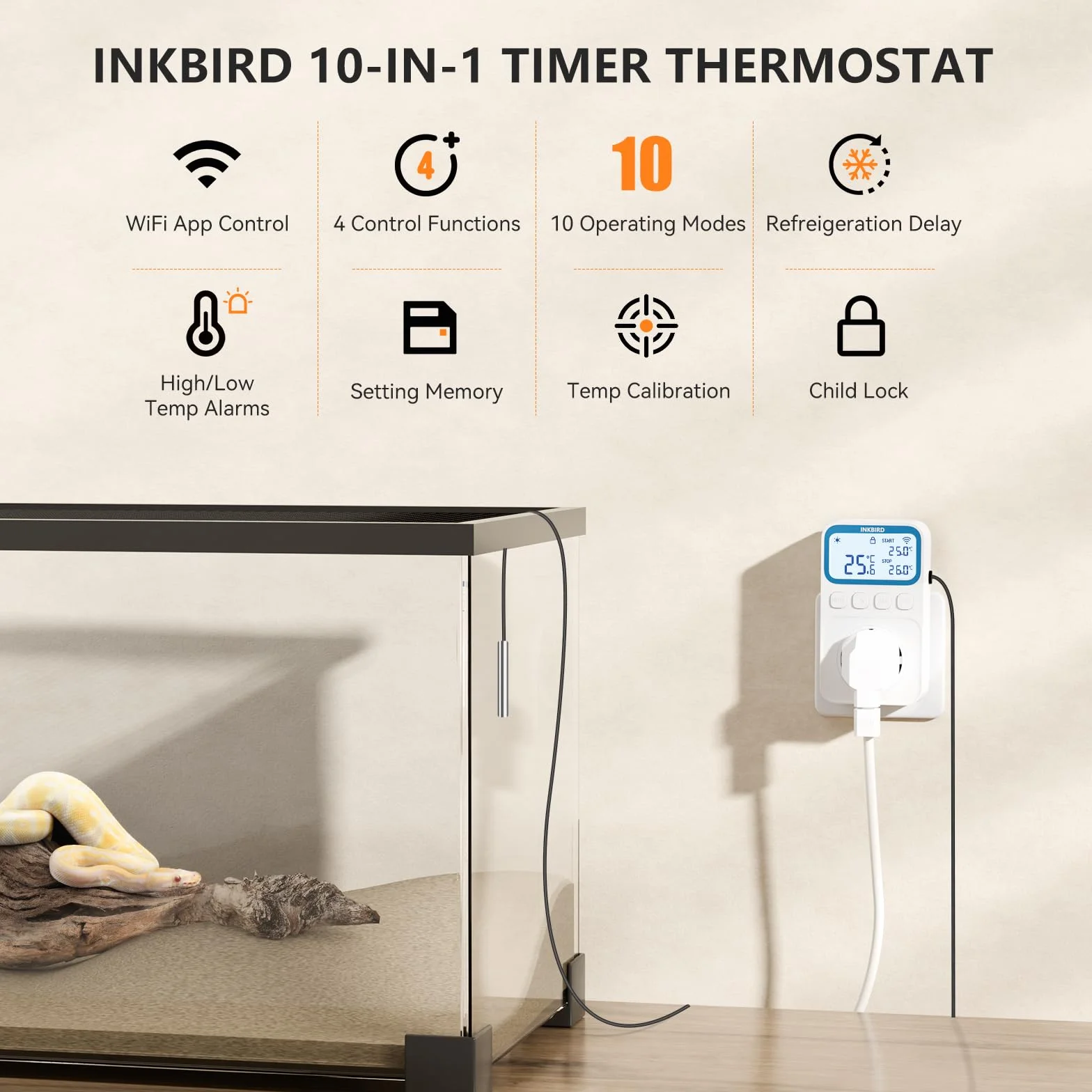 Inkbird ITC-C236T WiFi Termostat wtykowy 16A 10 w 1 Programowalny Regulator Temperatury