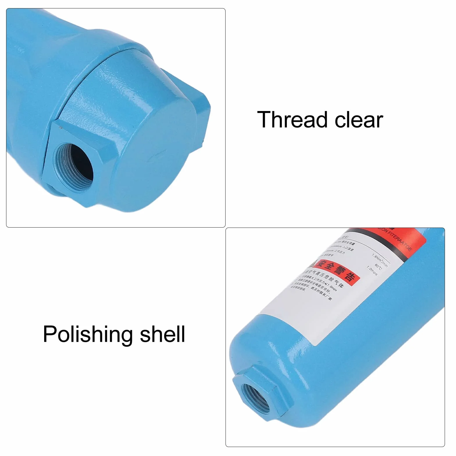 Sprężona Suszarka Filtr Powietrza Clear Thread Zbiornik Magazynowy Sprężarka Filtr Powietrza Akcesoria do Sprężarek Powietrza z pogrubioną obudową (Klasa Q 015 (DN20 3/4 cala) Odpylanie)