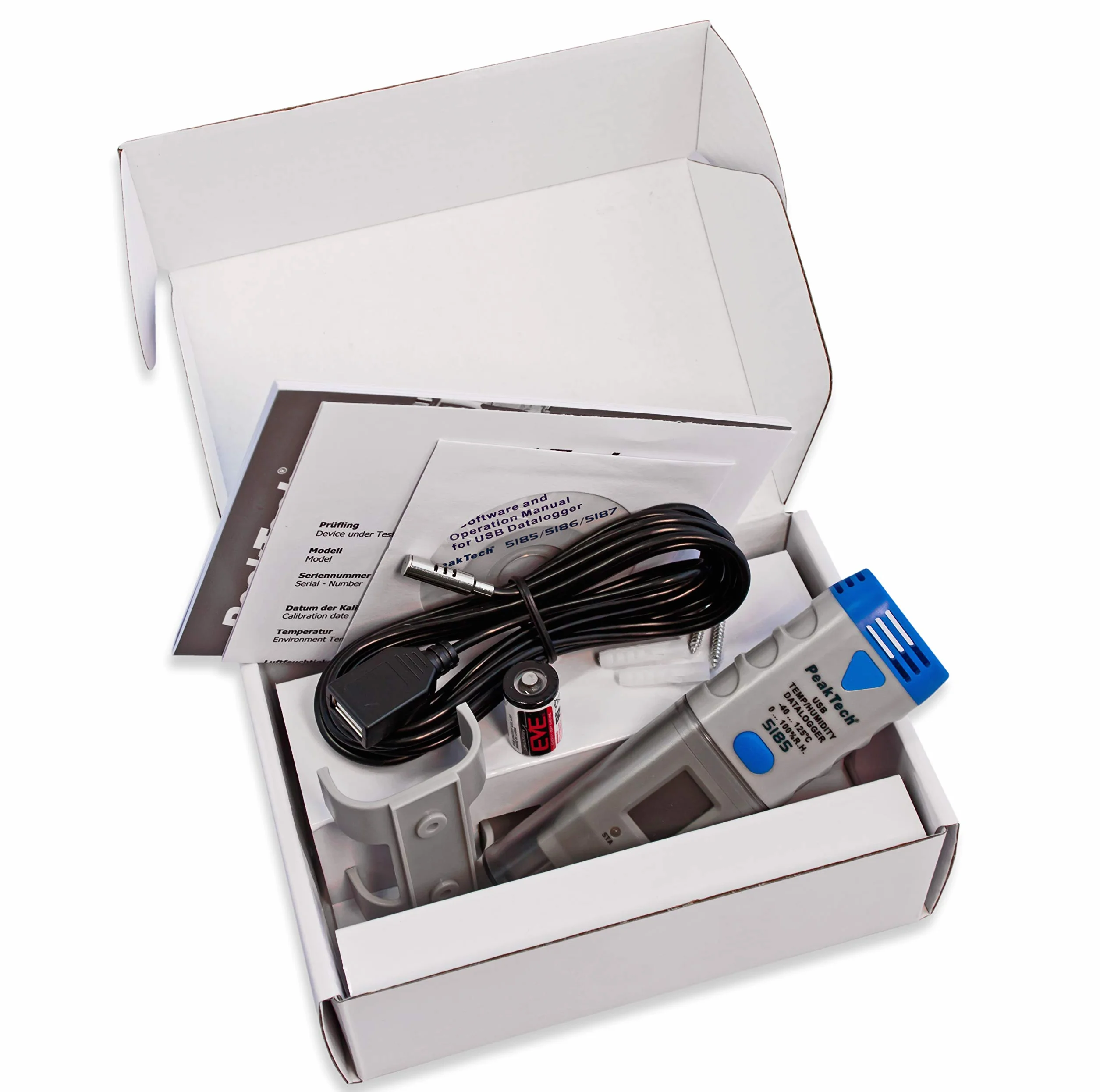 PeakTech P 5185 - Rejestrator danych USB ~ Temperatura i wilgotność powietrza ~ 32000 punktów