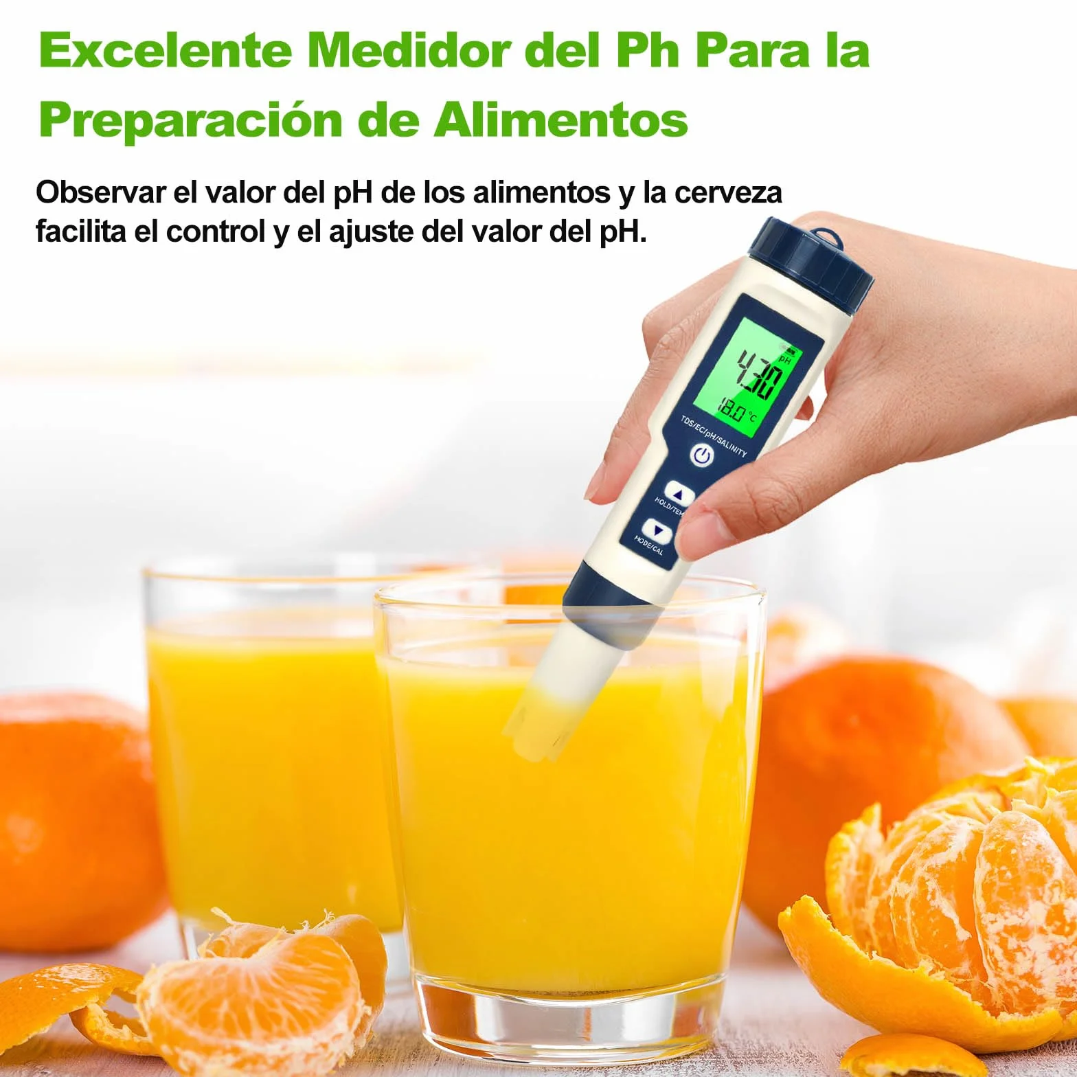 Miernik pH Wody 5 w 1 pH/TDS/EC/Zasolenia/Termometr z Wyświetlaczem LCD, Automatyczna Kompensacja Temperatury, Wysoka Czułość