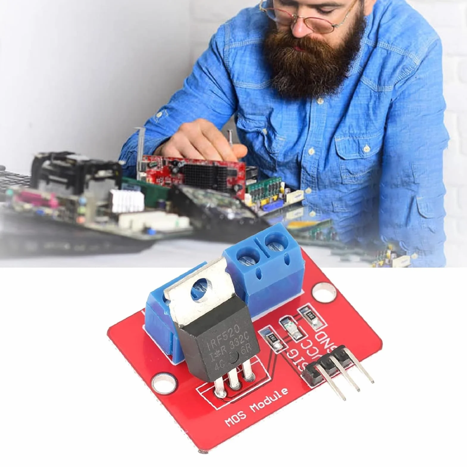 Sterownik IRF520 - 5 szt. 3,3 V/5 V IRF520 MOSFET Moduły sterownika PWM wyjście tablice napędowe wyjście 0-24 V