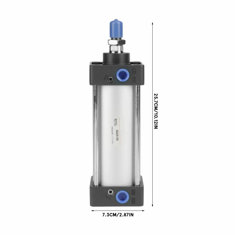 Pneumatyczny siłownik pneumatyczny ze stopu aluminium 100mm skok 63mm otwór przykręcany tłoczysko pneumatyczny siłownik pneumatyczny podwójnego działania 0,1-1,0 MPa