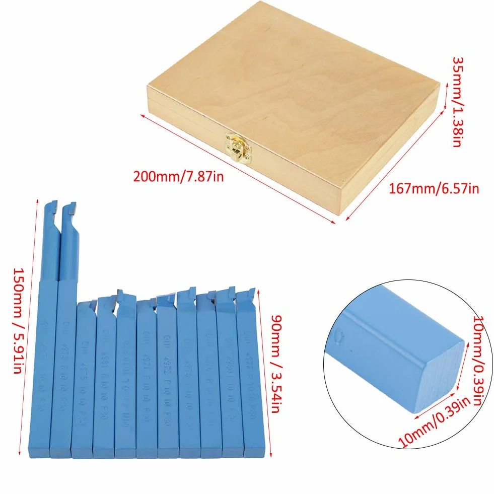 Narzędzie do rowkowania tokarki tokarskiej, 11 szt. 10 x 10 mm, końcówka z węglików spiekanych, frez do spawania, zestaw do cięcia